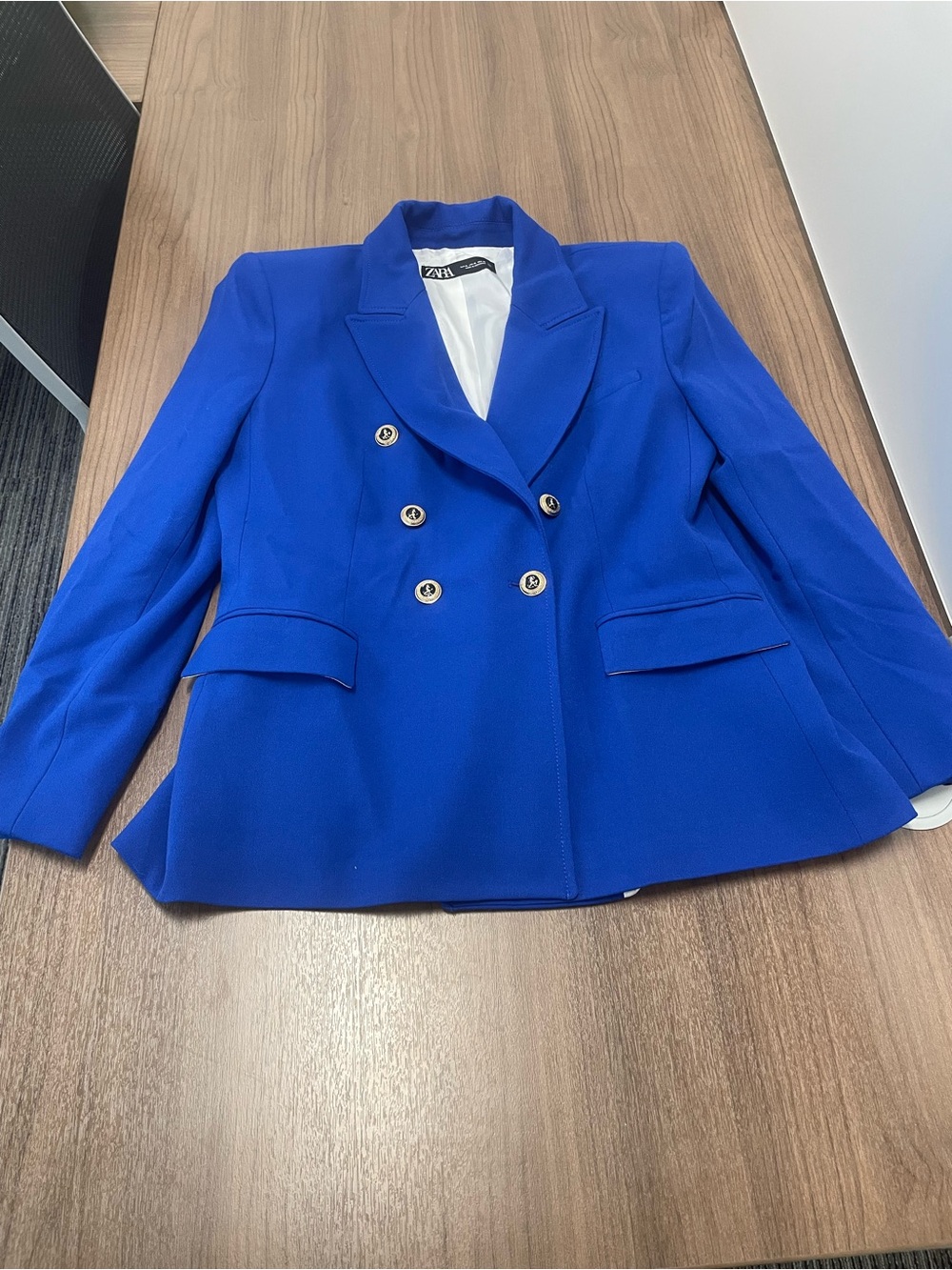 ZARA Double Breasted Blue Blazer size XL - Picture 5 of 9